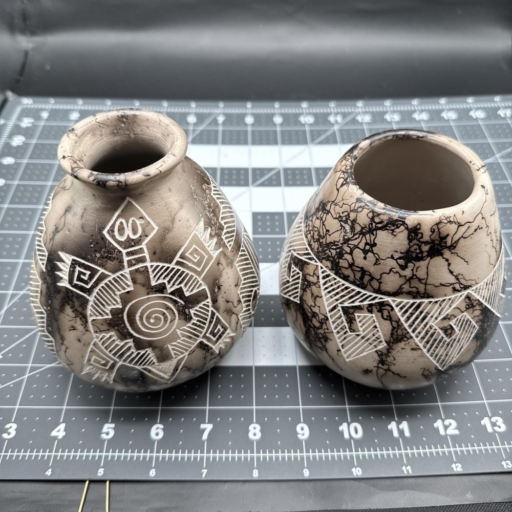 2 Signed Gary Yellow Corn Acoma Pueblo Horsehair‎ Pottery Native American Turtle - Picture 14 of 14